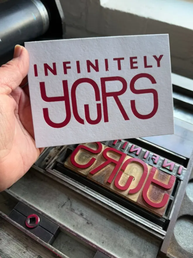 Infinitely yours red letterpress card