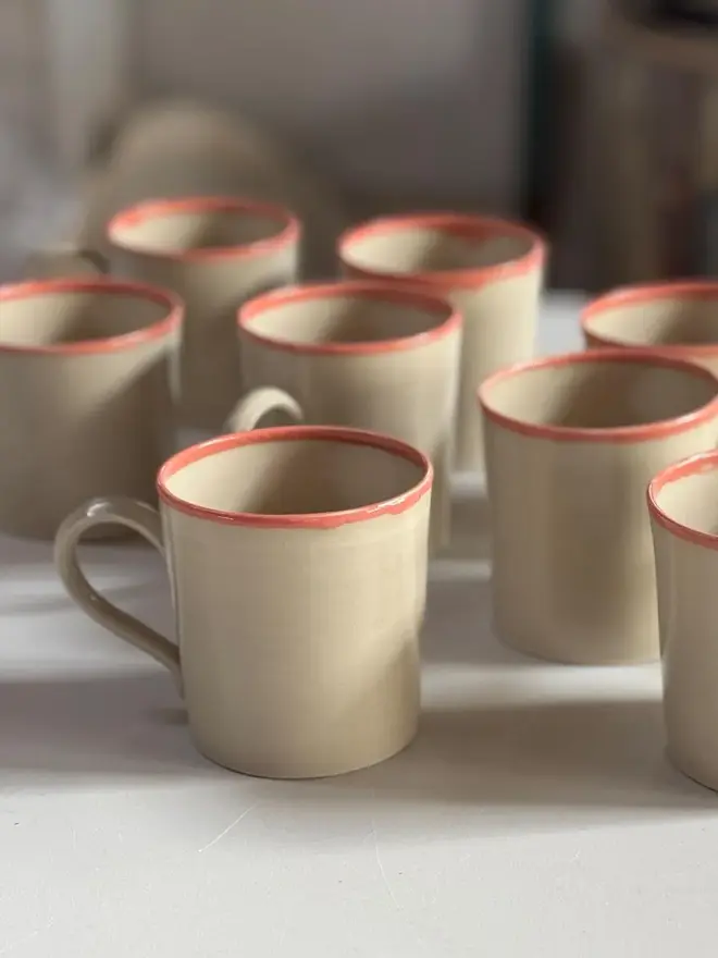Coloured Rim Stoneware Mug