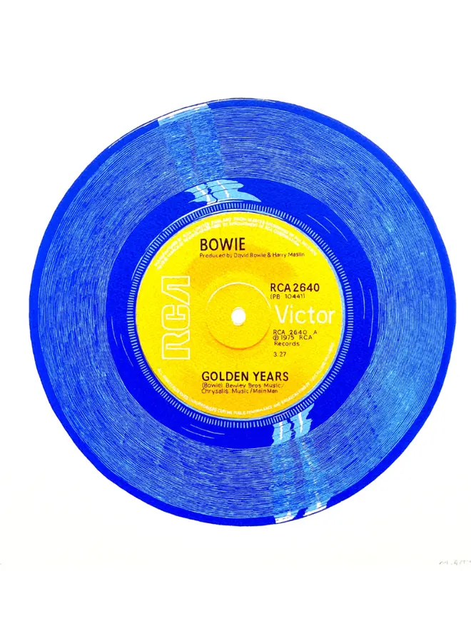 Golden Years Vinyl By David Bowie Screen Print in Blue. 