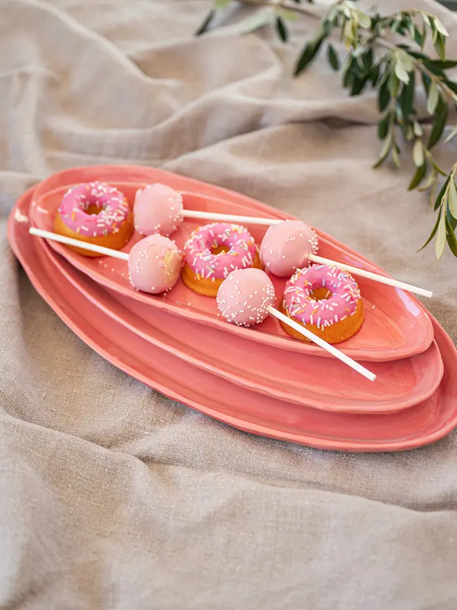 pink ceramic platter, jenny hopps pottery