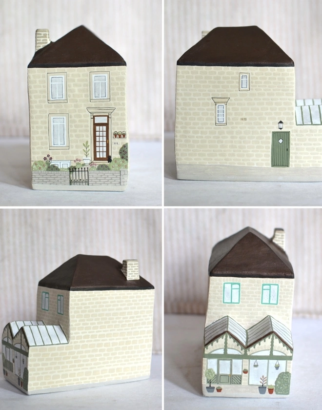 handmade ceramic sculpture in personalised design of a house