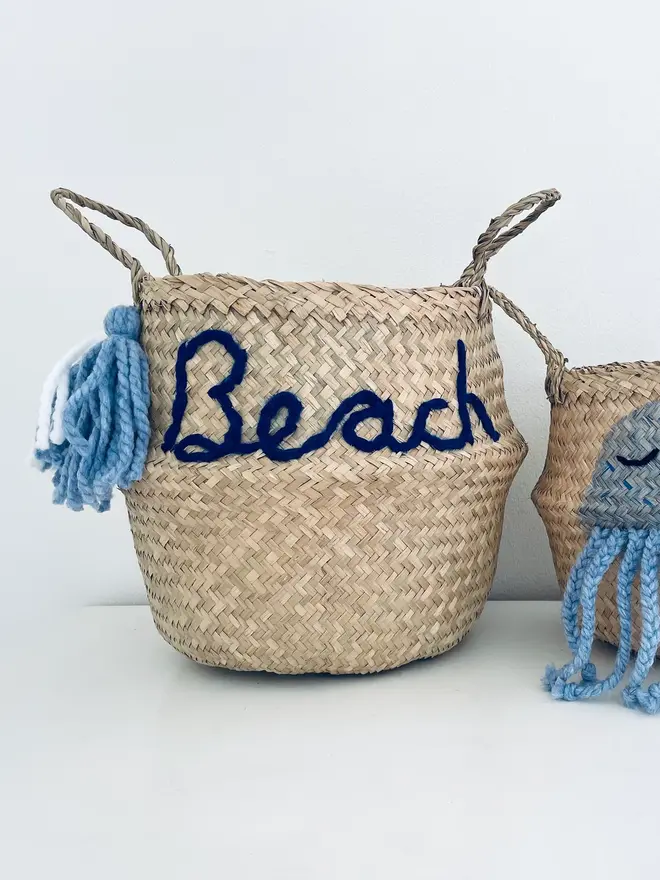 Personalised Blue Name Belly Basket 