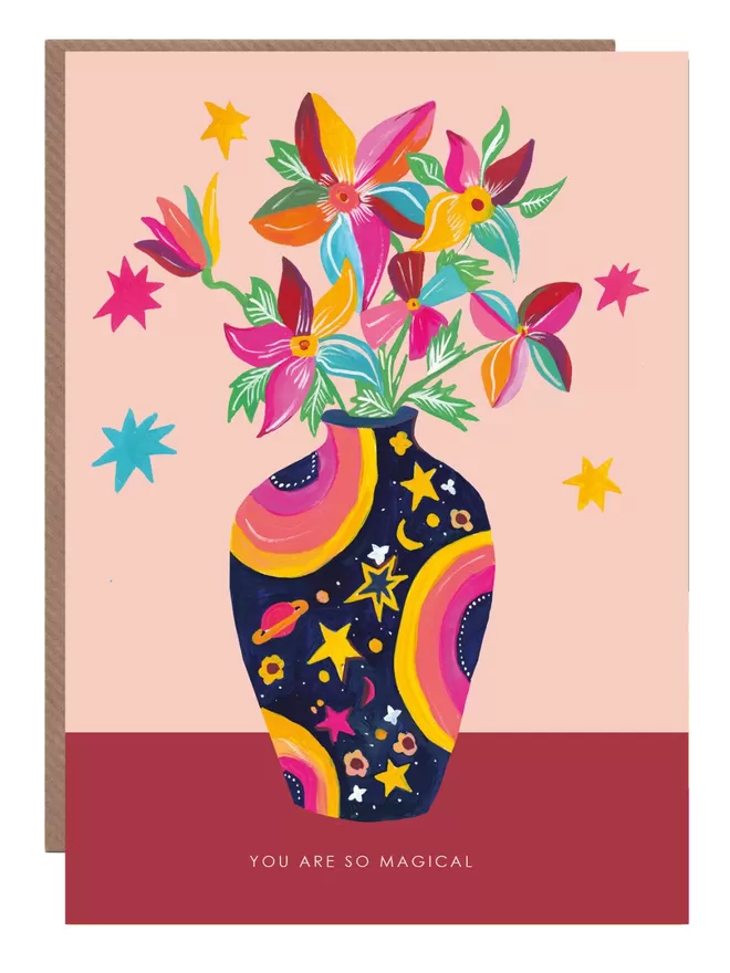 Magical Flower Moon Vase Greetings Card