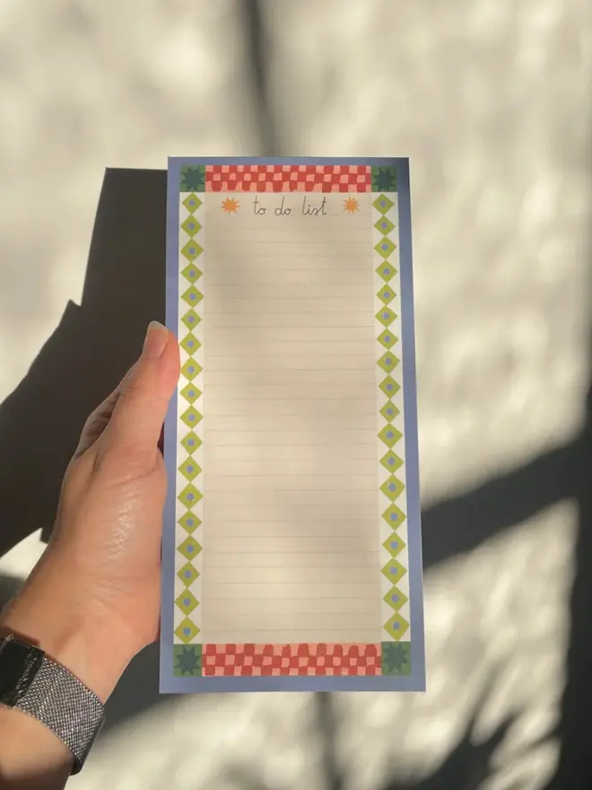 Patterned To Do List, against a white background. 