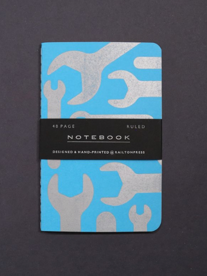 Lined Spanner Pocket Notebook. A notebook in blue.