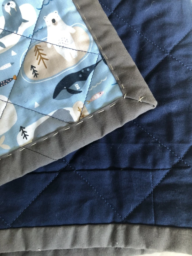 Arctic Animal Print Backing To Winter Star Baby Quilt