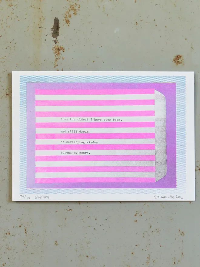 'Wisdom' A5 Risograph Print Wall Art