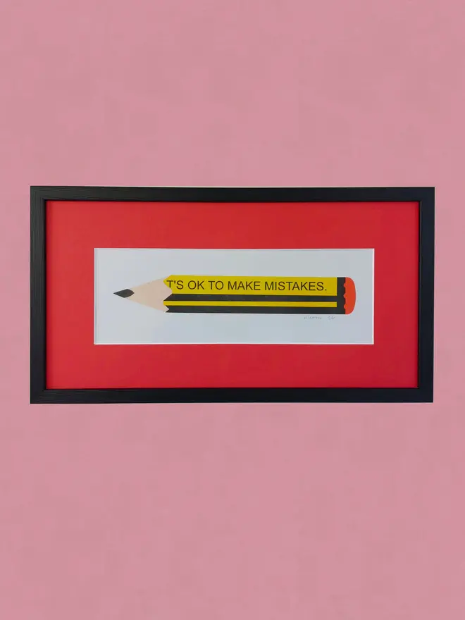 Yellow Pencil Risograph Print Framed