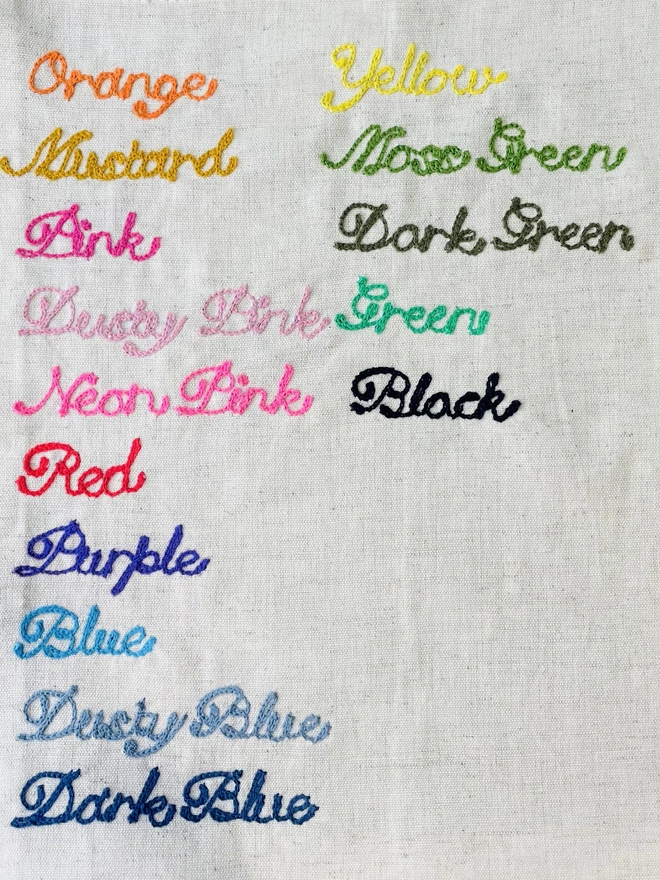colour thread chart