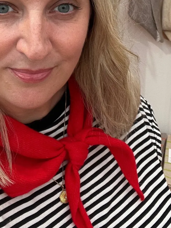 Red  Triangle Neckerchief Scarf Worn