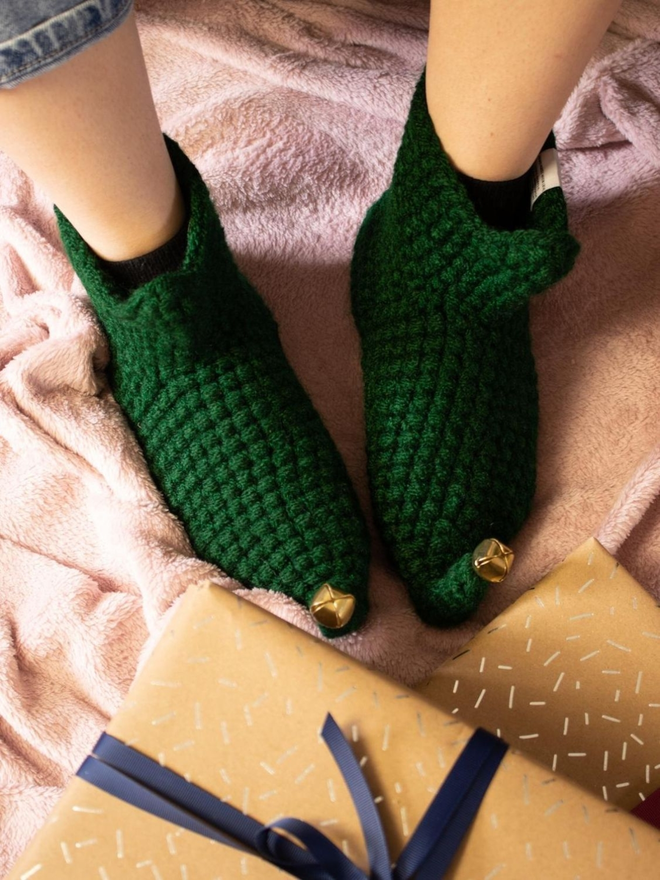 Crocheted Christmas Elf Boots