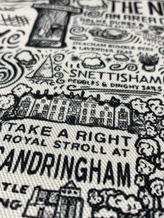 Norfolk Print Tea Towel Close Up 4