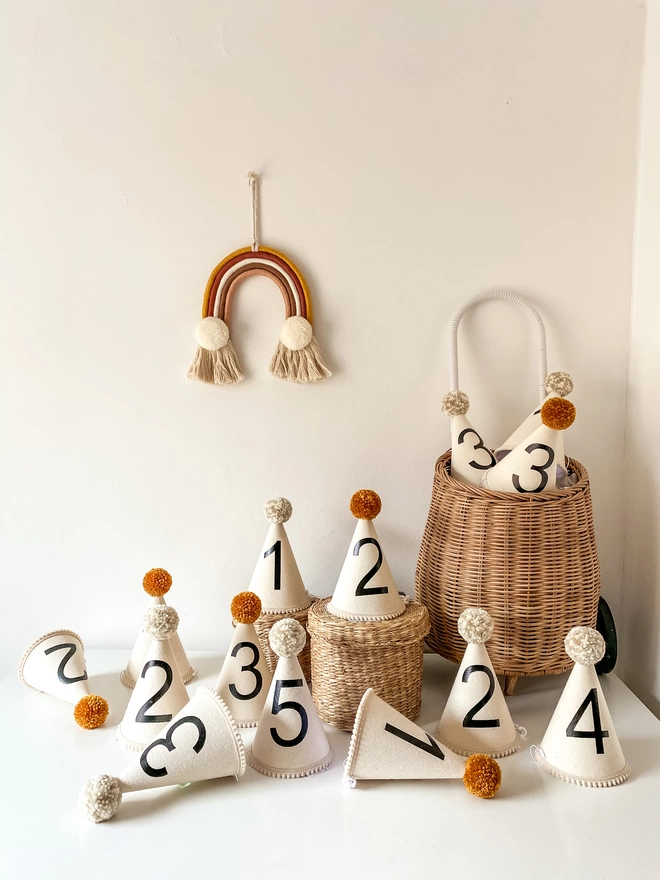 Canvas Party Hats with numbers