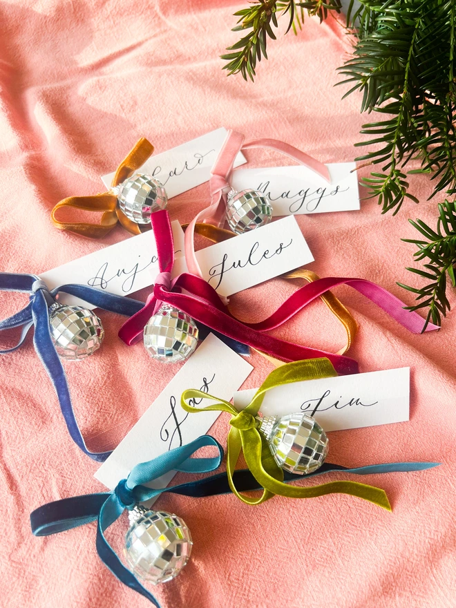 Personalised Calligraphy Christmas Colourful Place Cards