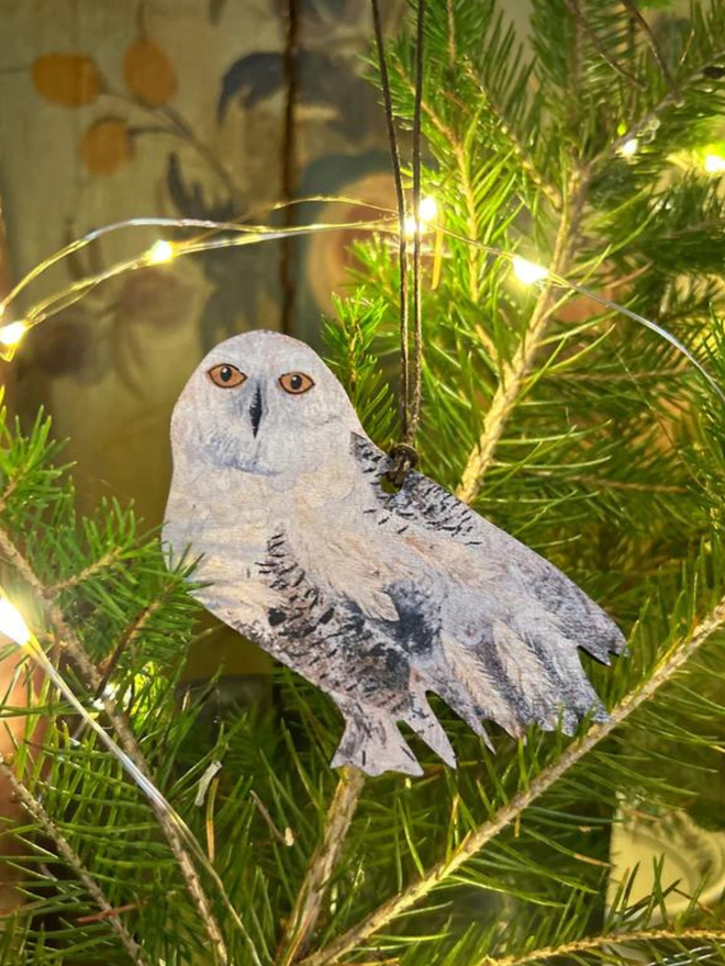 Snowy Owl Wooden Decoration