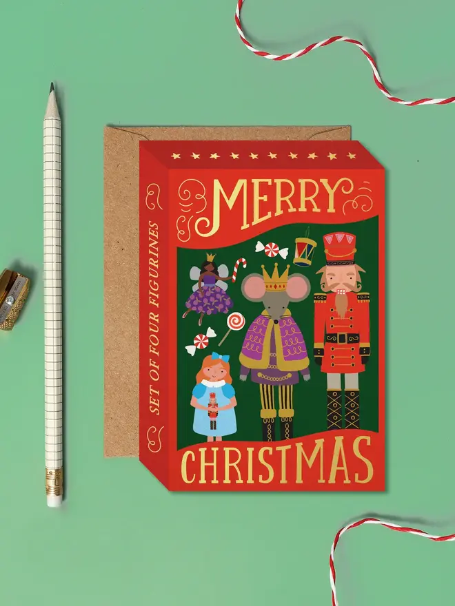 'Merry Christmas' Festive Nutcracker Figurines Box Card