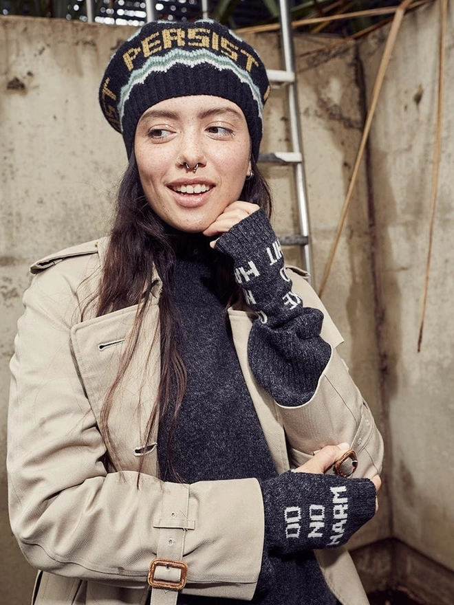 "Resist, Persist, Feminist" Patchwork Beret