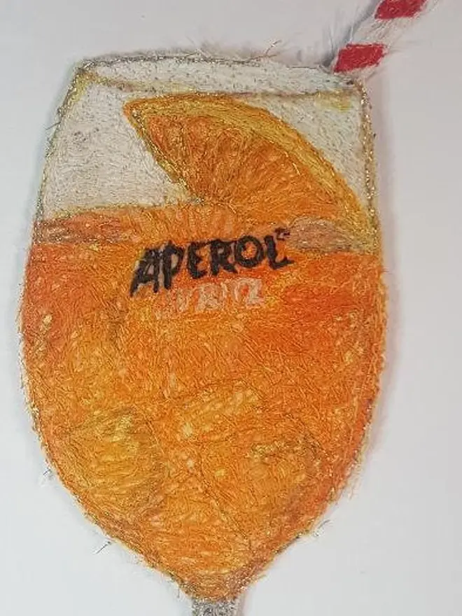 Aperol Spritz Cocktail Embroidery Wall Art