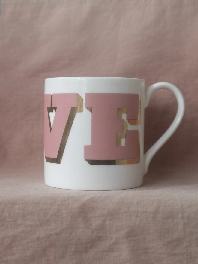 pink gold love mug