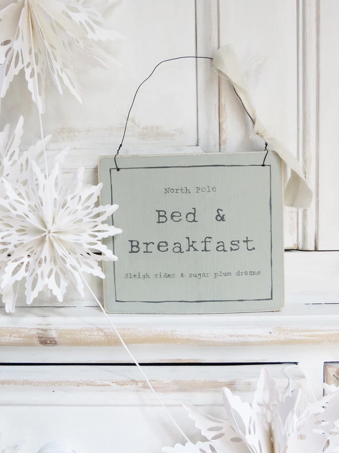 North Pole B&B hand painted wooden sign