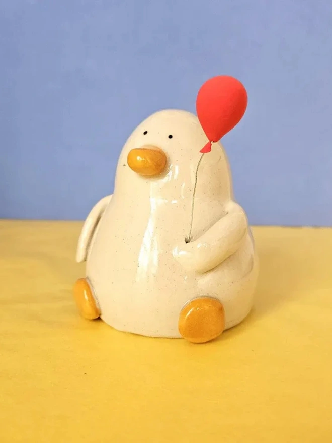 Trent at the Event Balloon Duck Ceramic Sculpture