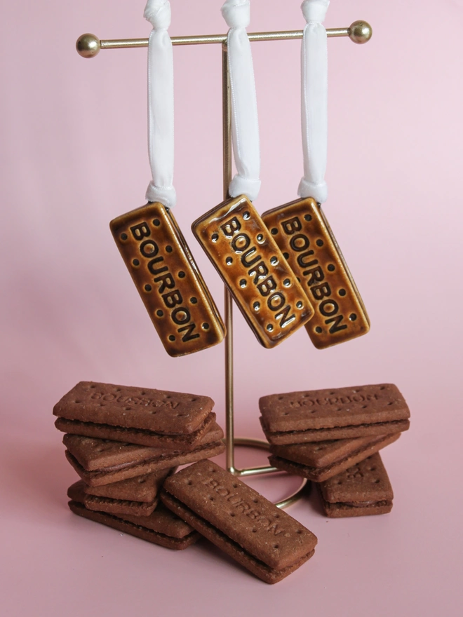 Ceramic biscuit Bourbon Christmas tree decorations