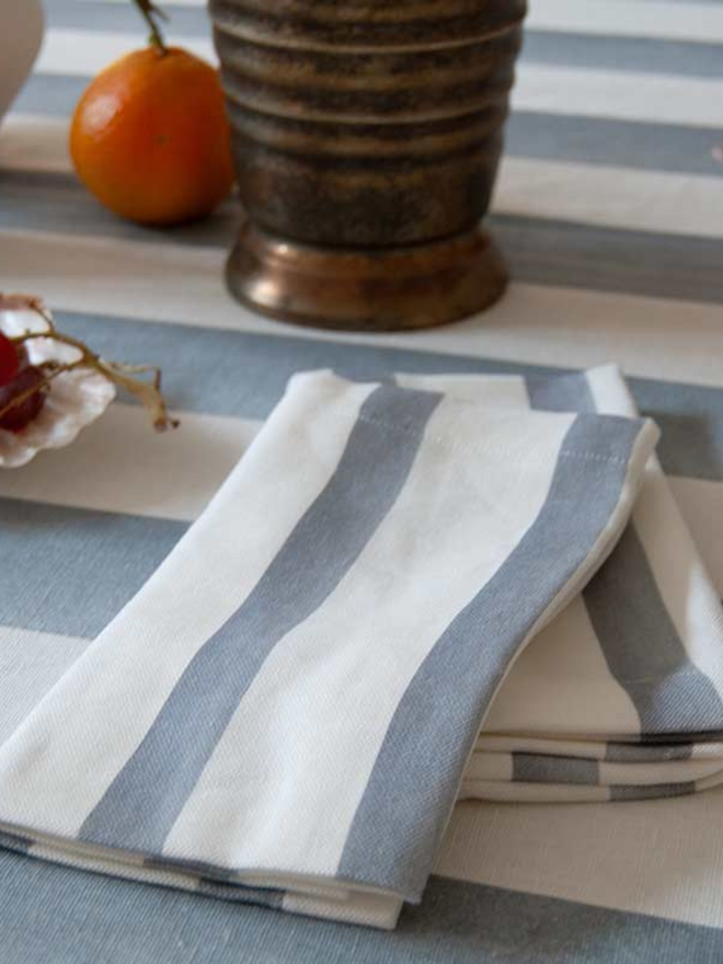 Blue Striped Linen Napkins (Set Of 4)