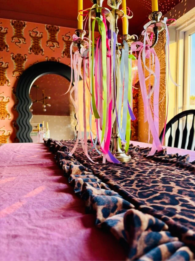 velvet leopard print table runner