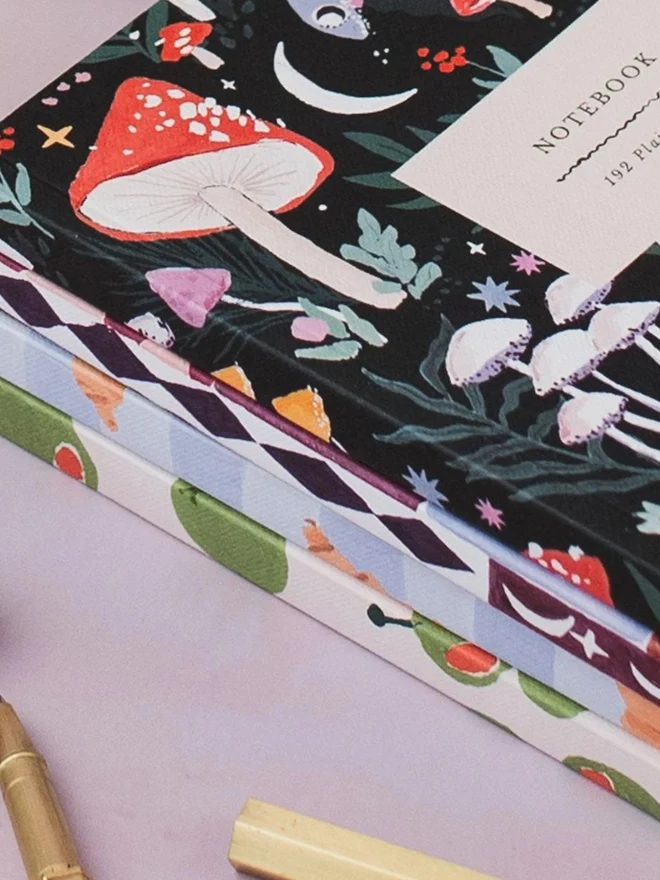 Close-up of the Mushrooms Notebook cover