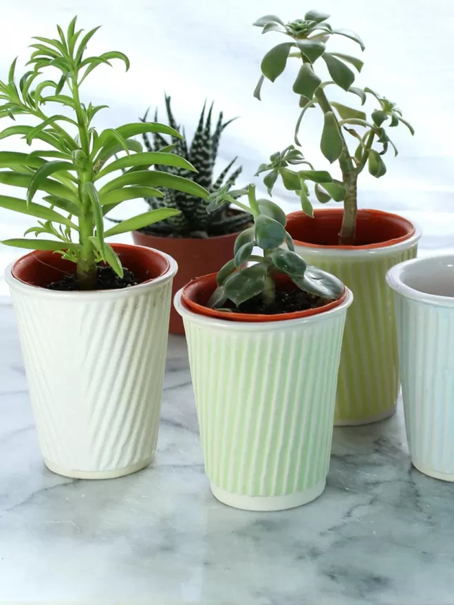 Ceramic Coffee Cup Planter