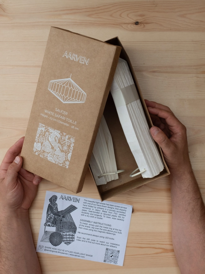 origami paper lightshade packaging
