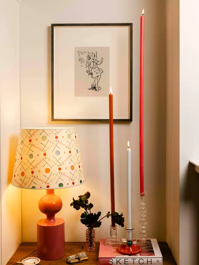 terracotta taper candle pair