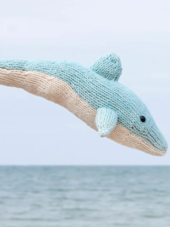 Dolphin Knitting Kit. A knitted dolphin.