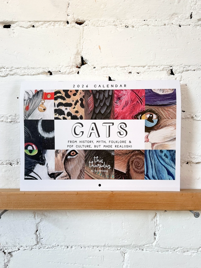 Front cover of illustrated 2026 cats calendar
