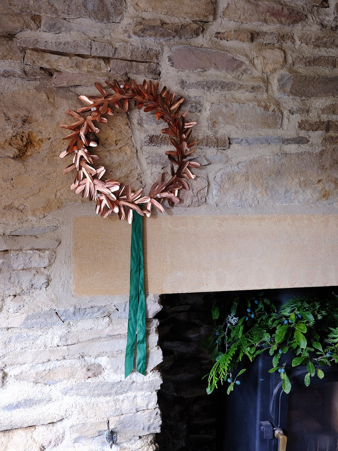 Everlasting Copper Mistletoe and Pearl Christmas Wreath