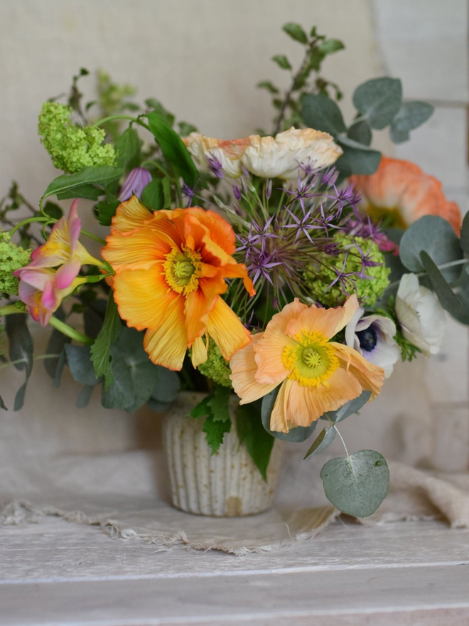 stoneware fluted flower vase