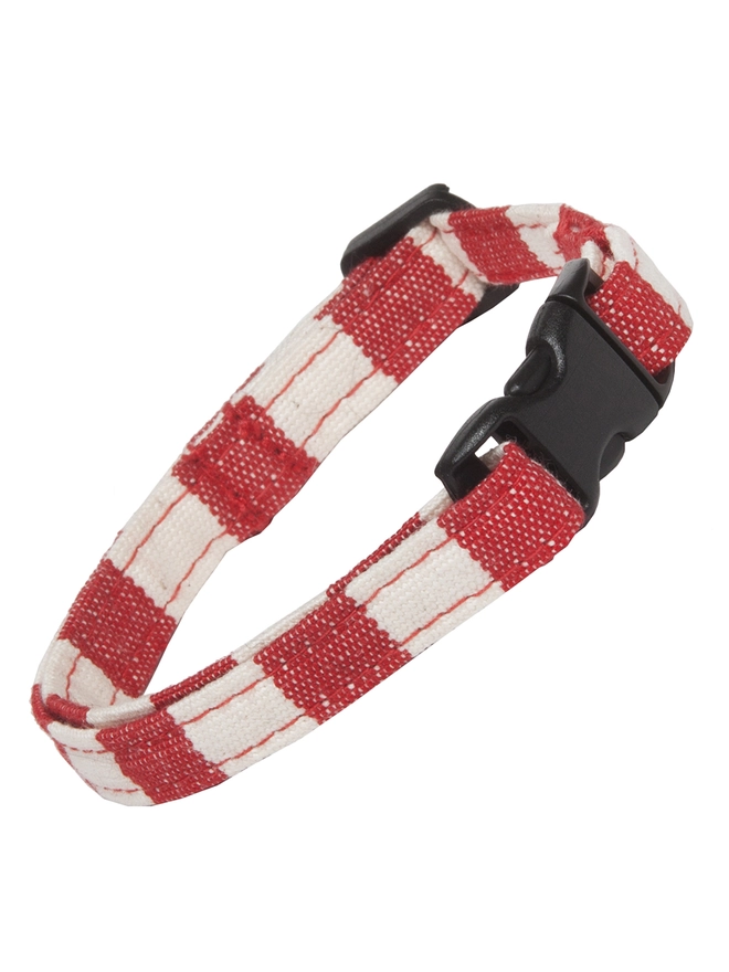 Cat Collar In Red And White Stripe