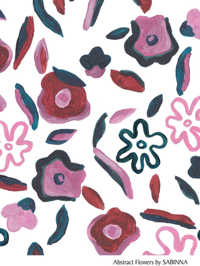 Abstract Flowers Muslin. A muslin with a purple abstract flower design