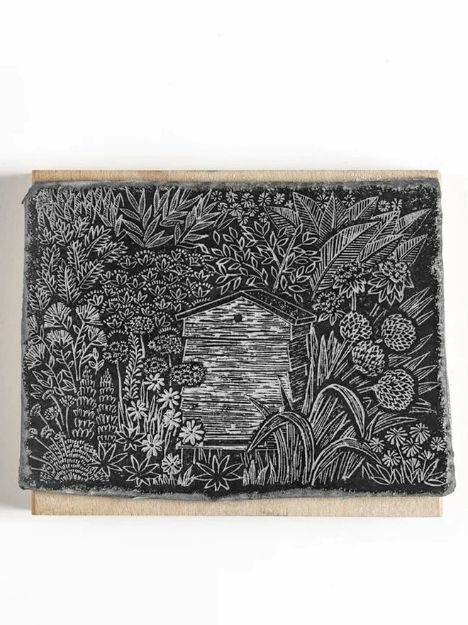 Beehive Garden Rubber Stamp