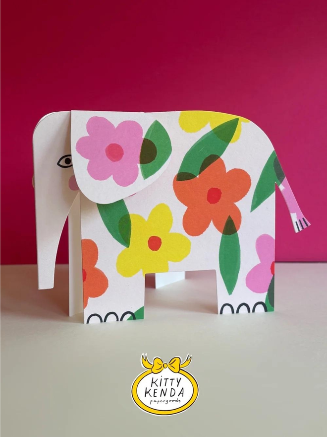 floral elephant fold out card