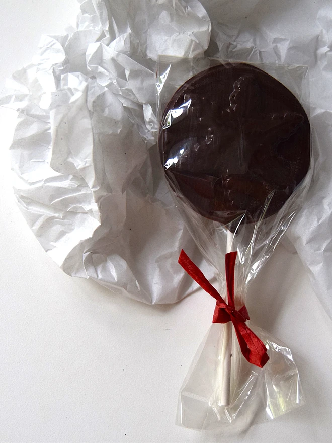 Handmade single origin chocolate lollipop vegan-friendly 