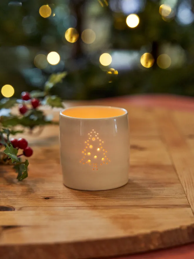 Christmas Tree Mini Porcelain Tealight Holder