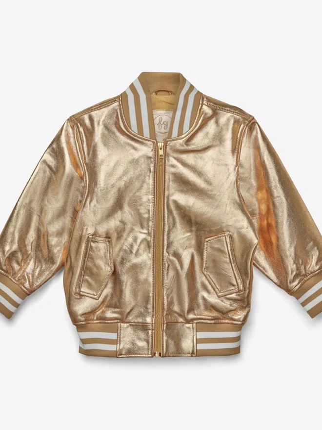 The Stardust Gold Nappa Leather Bomber Jacket
