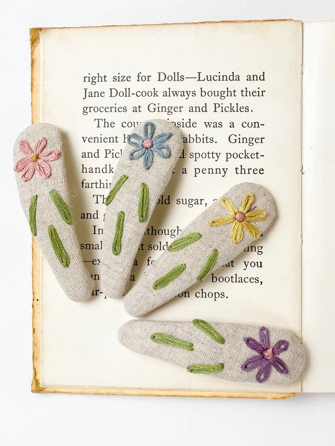 Hair clips on vintage book