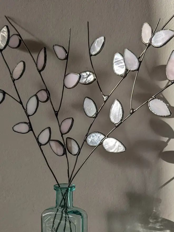 Stained Glass Pink Pussy Willow On Wire Stem
