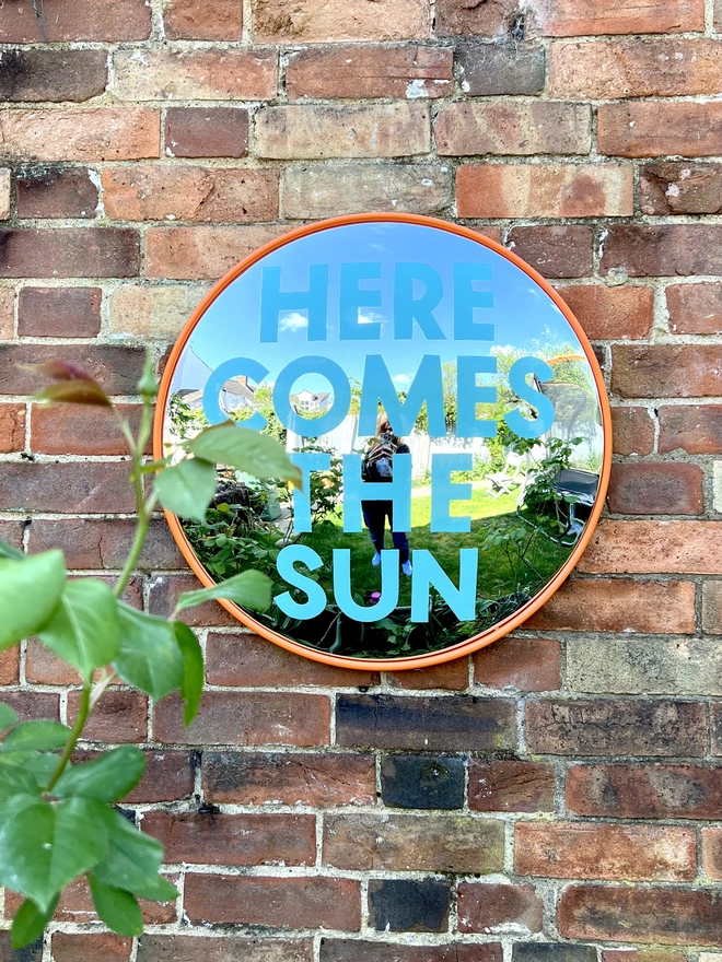 sylvie signs hand painted convex garden mirror