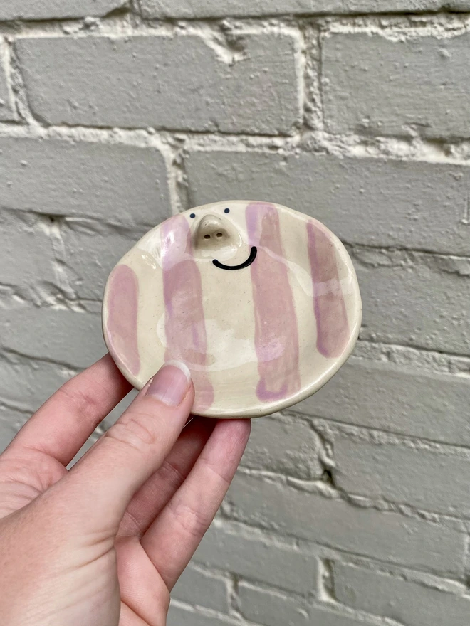 purple stripe trinket tray