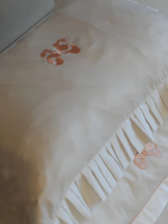 Arabella Bow Ruffle Frill Pillow Case