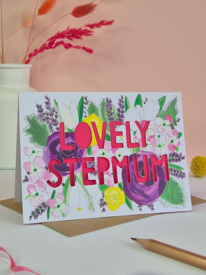 Lovely Stepmum paper cut card 