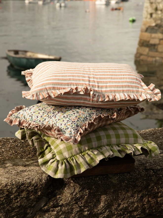 Ruffle cushion in liberty florence fabric
